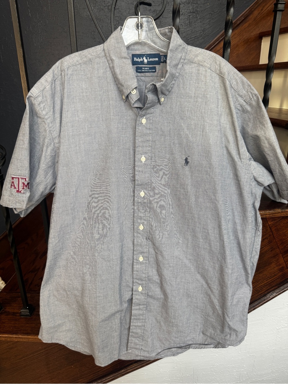 New Texas A&M Ralph Lauren Men’s Gray Button-Down Oxford Shirt size Large